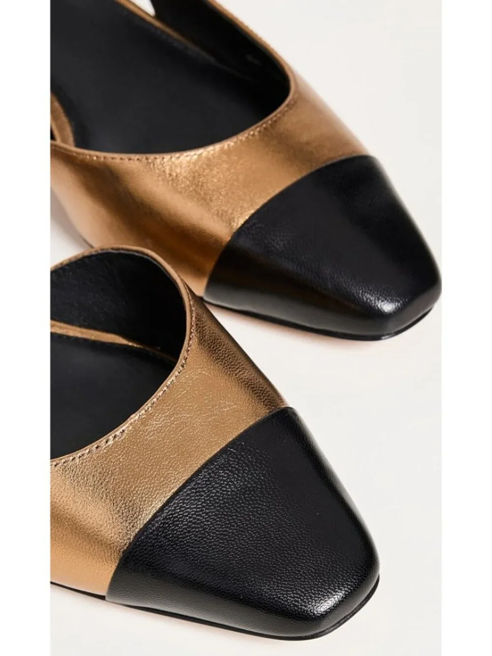 Veronica Beard 'Cecile' Leather Slingback Shoes, Metallic Dark Gold/Black